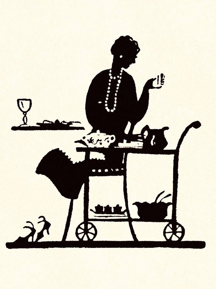 Homemaker Takes Items From a Serving Cart