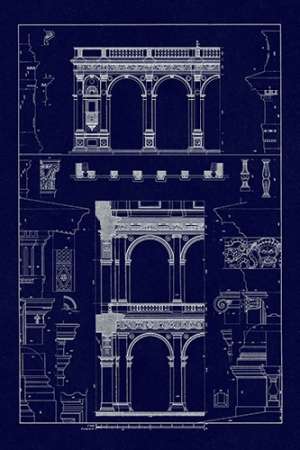 Porch of the Cathedral of Spoleto and Arcade from Palazzo Farnese (Blueprint)