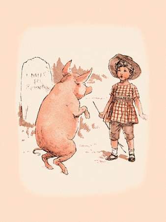 Pigs and Pork: Pig on Hind Legs and Little Girl
