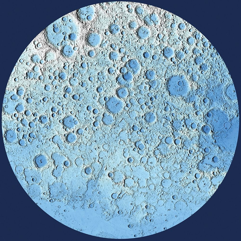 Unmarked Decorative Topographic Map of the Moon, North Pole