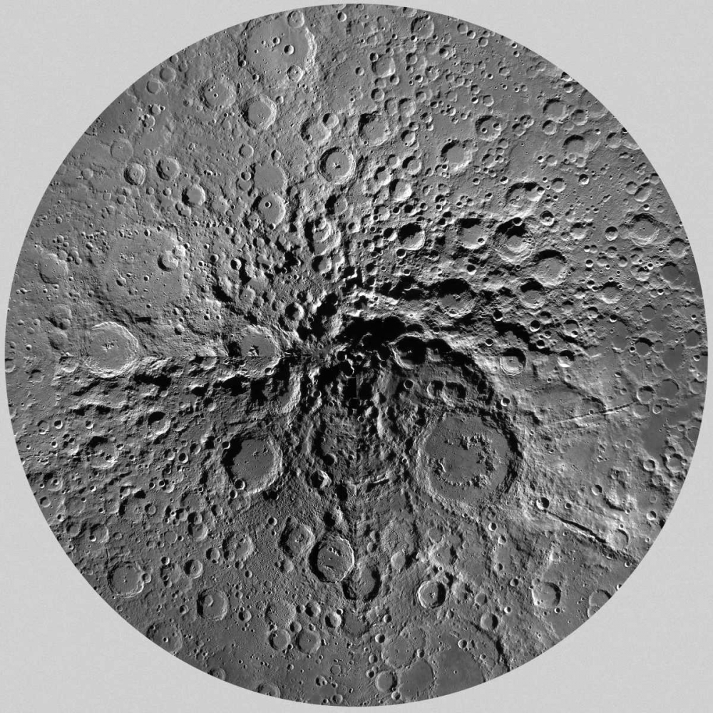 Unmarked Map of the Moon, South Pole