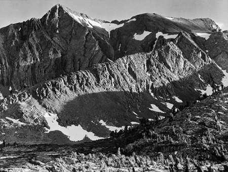 Peak above Woody Lake, Kings River Canyon, proVintageed as a national park, California, 1936
