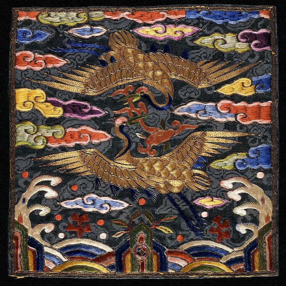 Pair of Badges (Hyungbae) of the Upper Civil Rank with Two Cranes