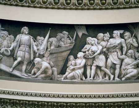 Landing of Columbus frieze in U.S. Capitol dome, Washington, D.C.