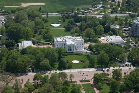 Aerial view of the White House, Washington, D.C.