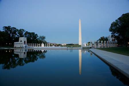 Reflecting pool on the National Mall with the Washington Monument reflected, Washington, D.C.