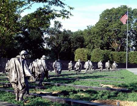 Stainless-steel troopers on patrol at the Korean War Veterans Memorial, Washington, D.C.
