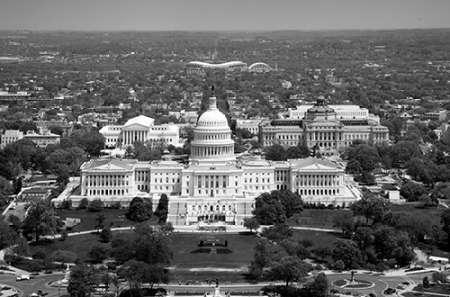 Aerial view, United States Capitol building, Washington, D.C. - Black and White Variant