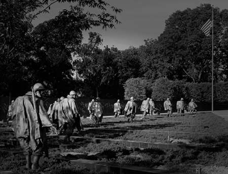 Stainless-steel troopers on patrol at the Korean War Veterans Memorial, Washington, D.C. - Black a
