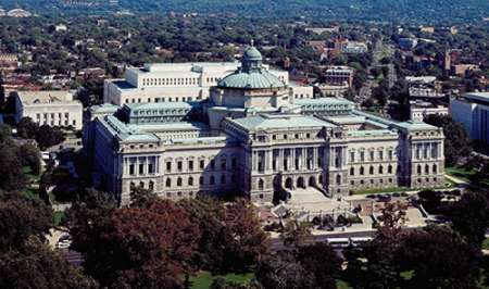 View of the Library of Congress Thomas Jefferson Building from the U.S. Capitol dome, Washington, D.