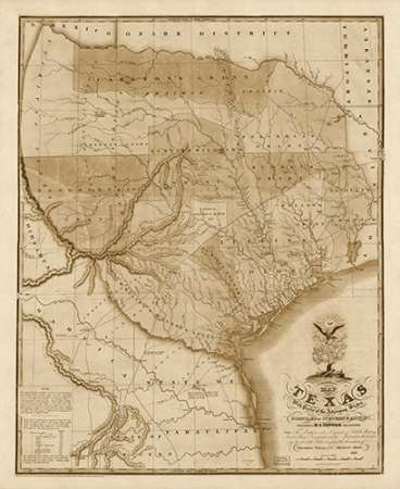 Map of Texas with parts of the adjoining states, 1837 - Decorative Sepia