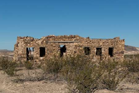 Remnants of an old stone house in the small settlement of Terlingua, in Brewster County, TX