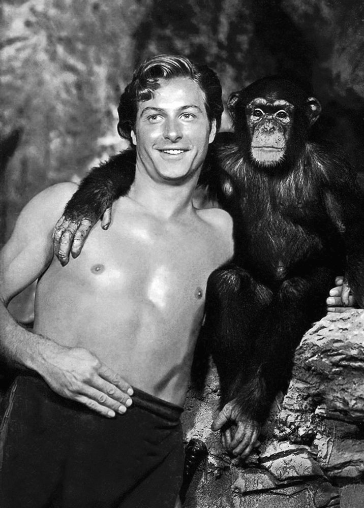 Lex Barker with Cheeta