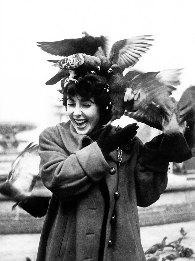 Elizabeth Taylor with pigeons
