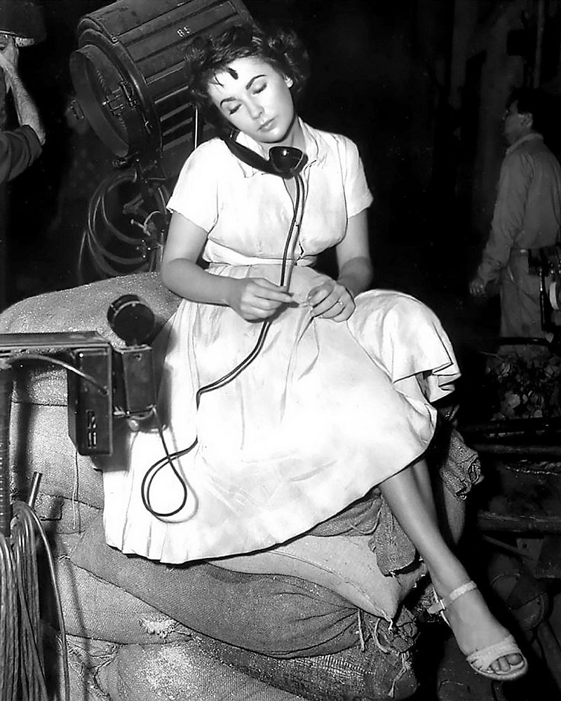 Elizabeth Taylor on the phone backstage