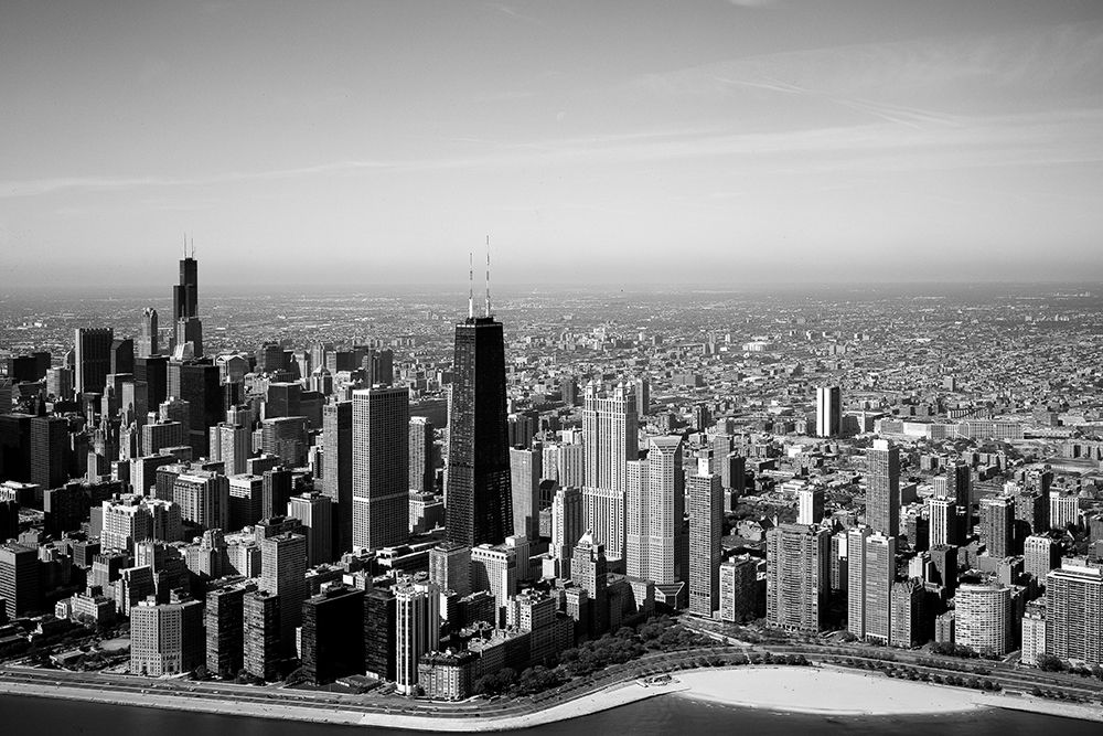 Aerial view of lakeshore Chicago Illinois