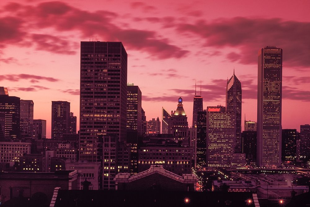 Skyline at dusk Chicago Illinois