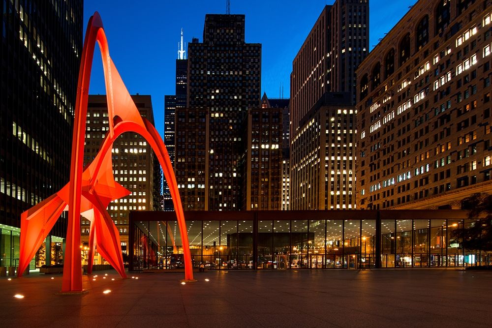 Night view of Chicago Federal Center Chicago Illinois
