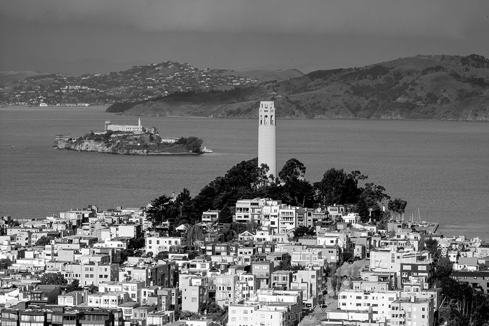 Coit Tower and Alcatraz San Francisco California