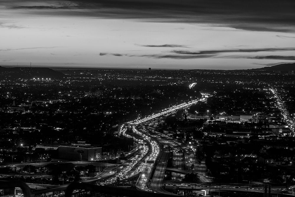 Looking north over the U.S. 101 (Hollywood) Freeway Los Angeles California