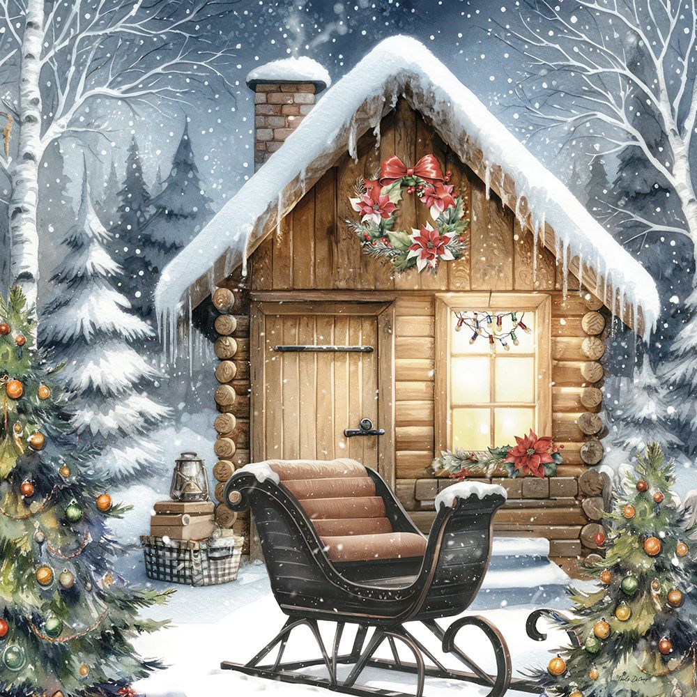 Christmas Cabin with Sleigh