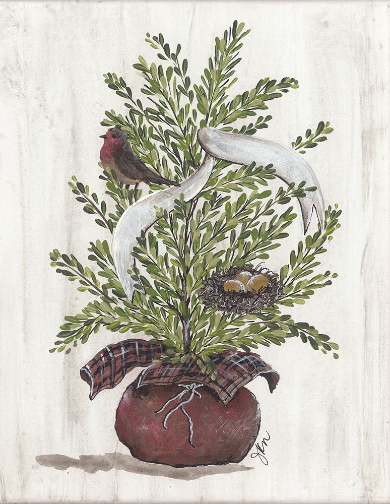 Burlap Tree with Birdie And Nest