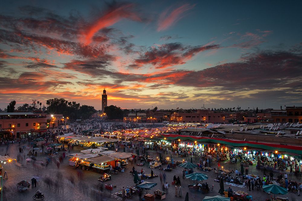 Sunset Over Jemaa Le Fnaa Square In Marrakech-Morocco