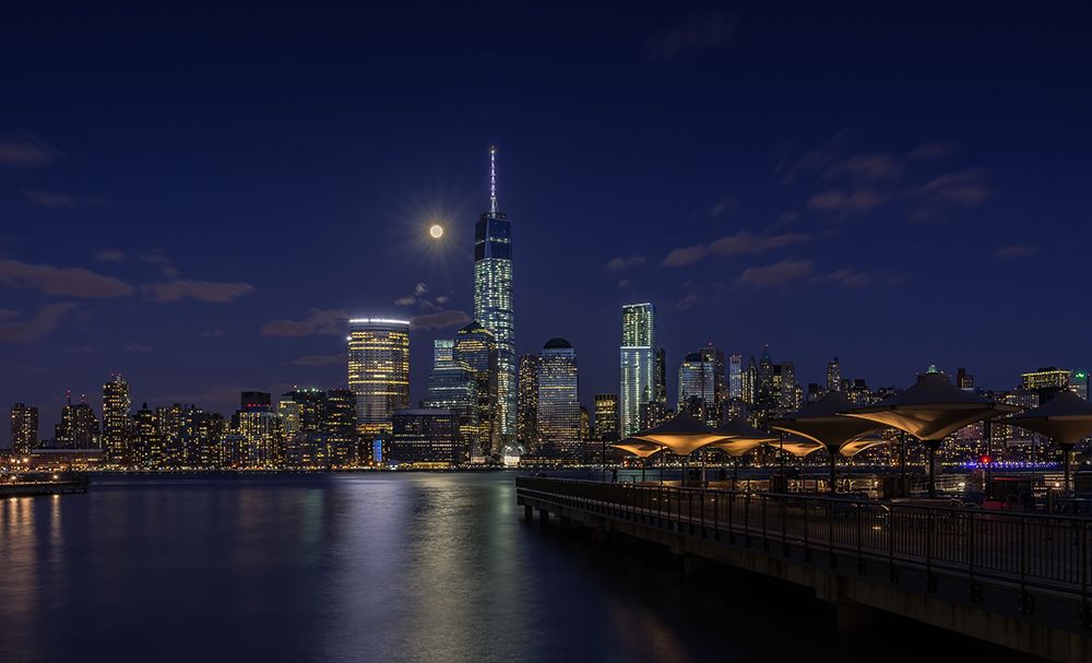 Moonlight over lower Manhattan