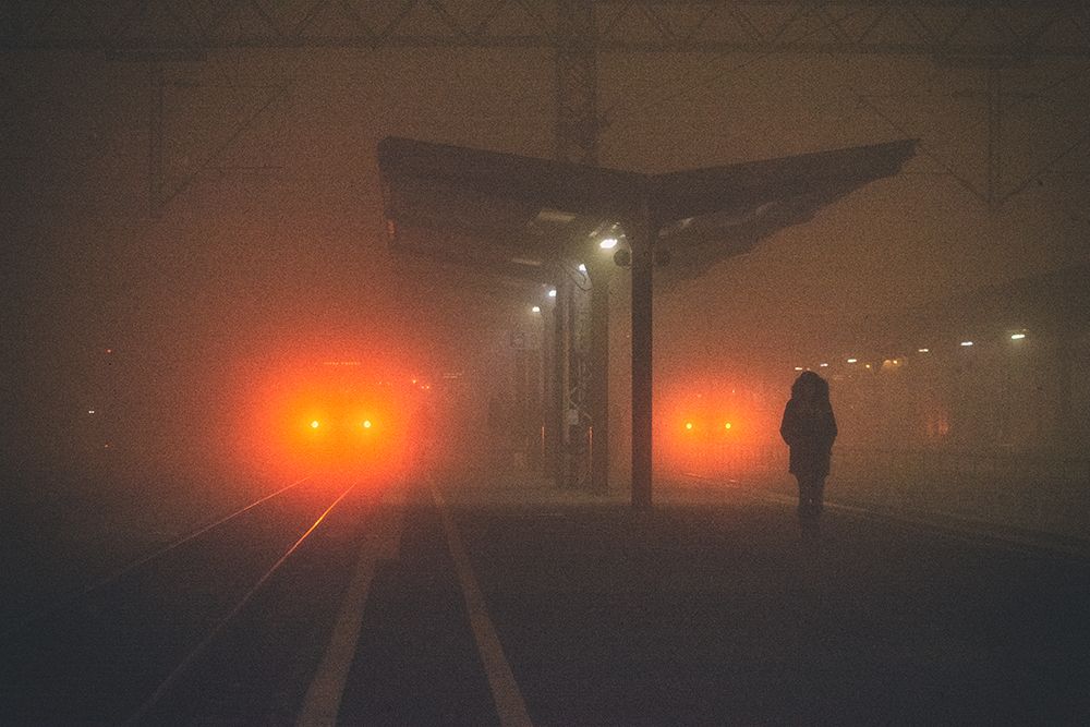 On the platform or at the subway station