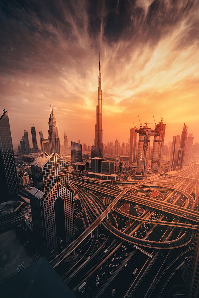 Dubais Fiery Sunset