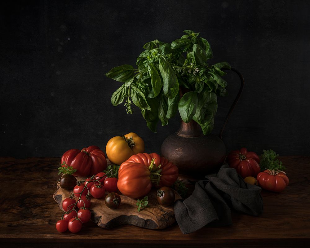 Still Life With Tomatoes And Basil
