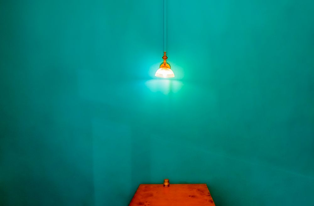 Light Table Blue wall