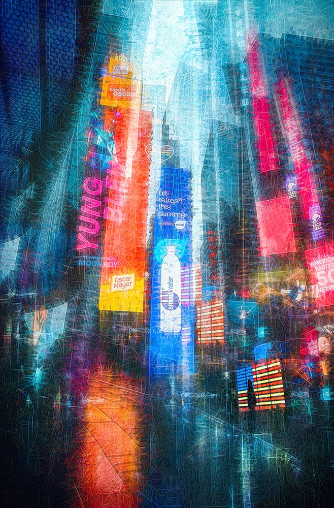 Time Square Impression In Rain