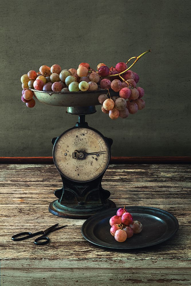 Still Life With Grapes On Scale