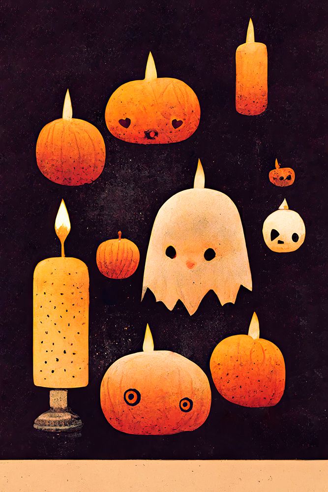 Candles - Pumpkins And A Ghost