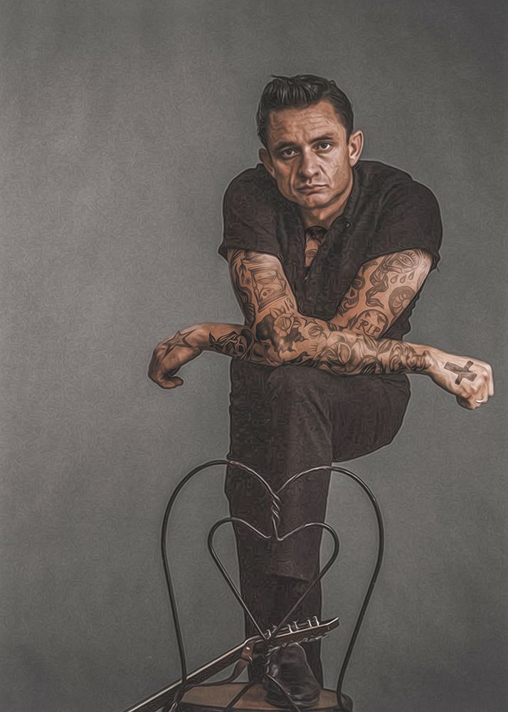 Vintage Tattoo Painting Johnny Cash 1