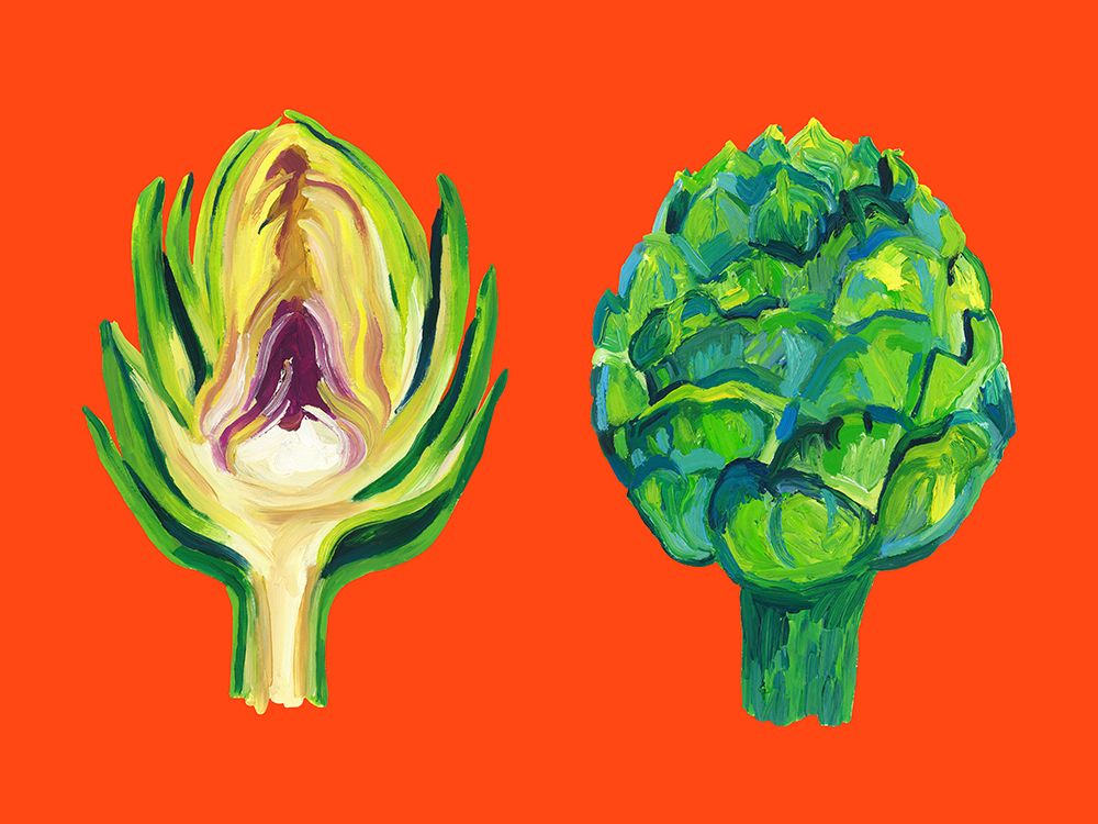 Artichokes On Orange