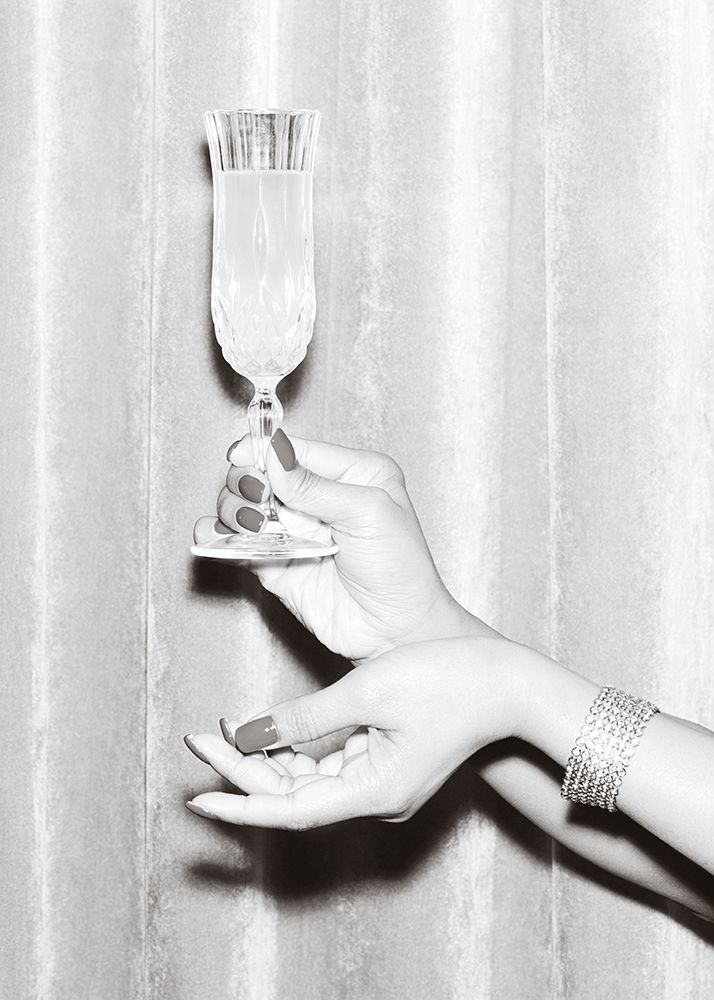 Champagne Hands Black And White