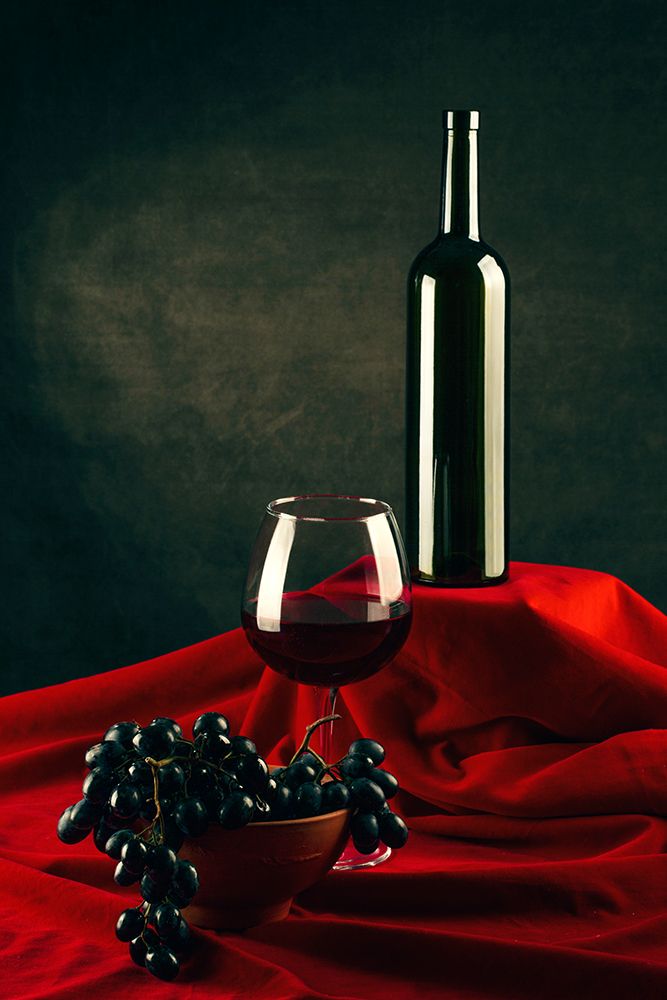 Still Life With Wine And Grapes