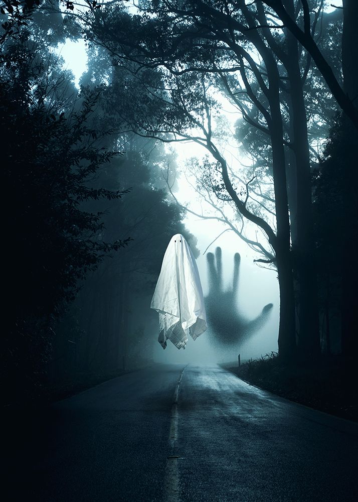 Ghost Halloween In The Dark Road