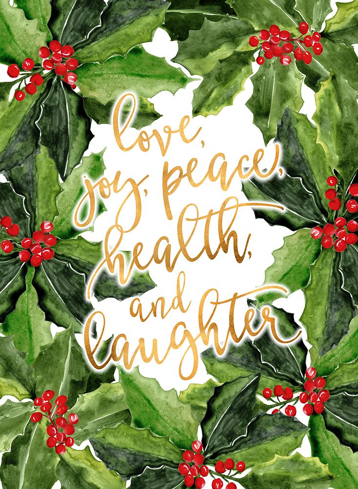 Holly Floral Art With Holiday Wishes