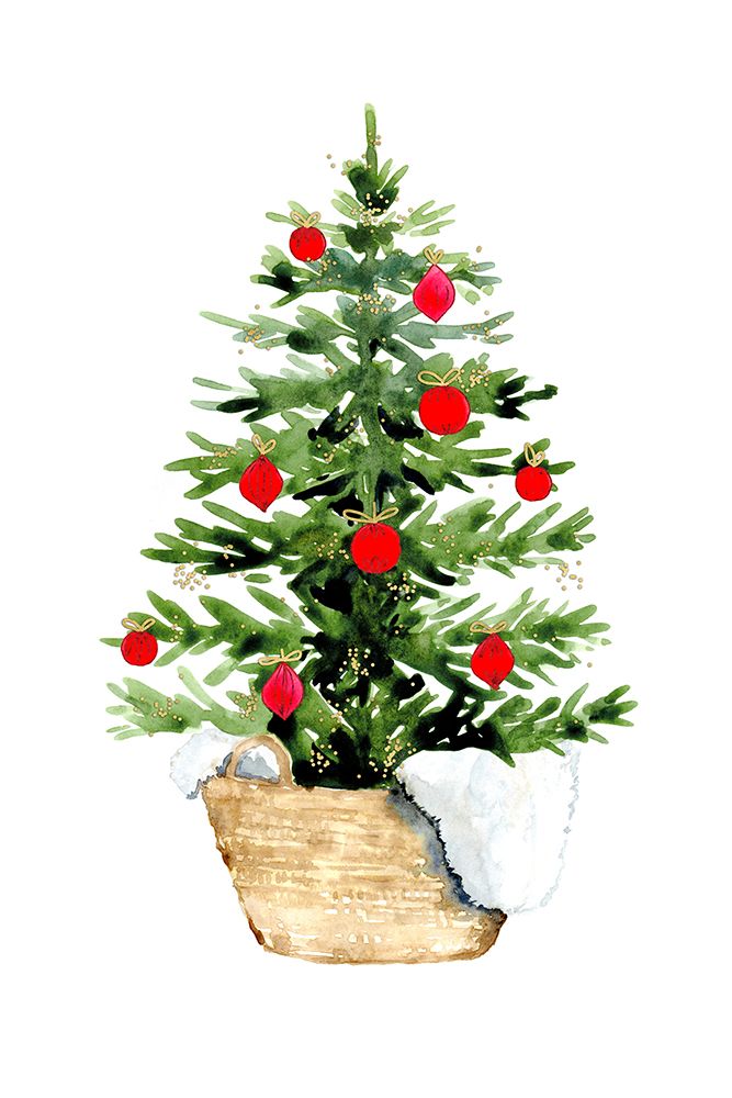 Cozy Watercolor Christmas Tree