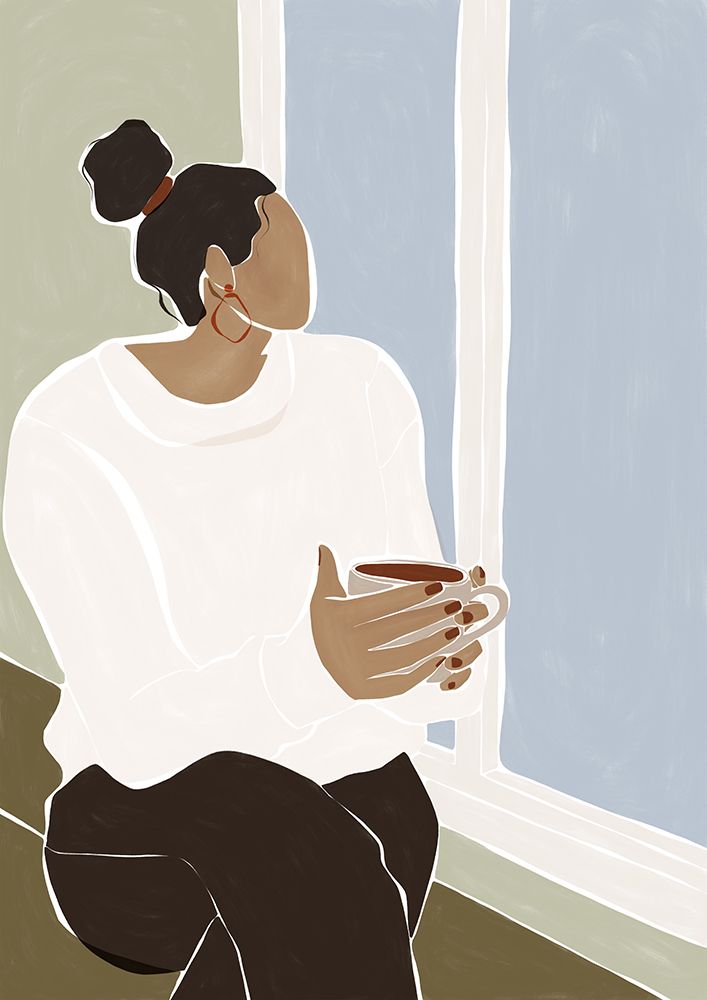 Woman Enjoying A Cup Of Tea Art Print