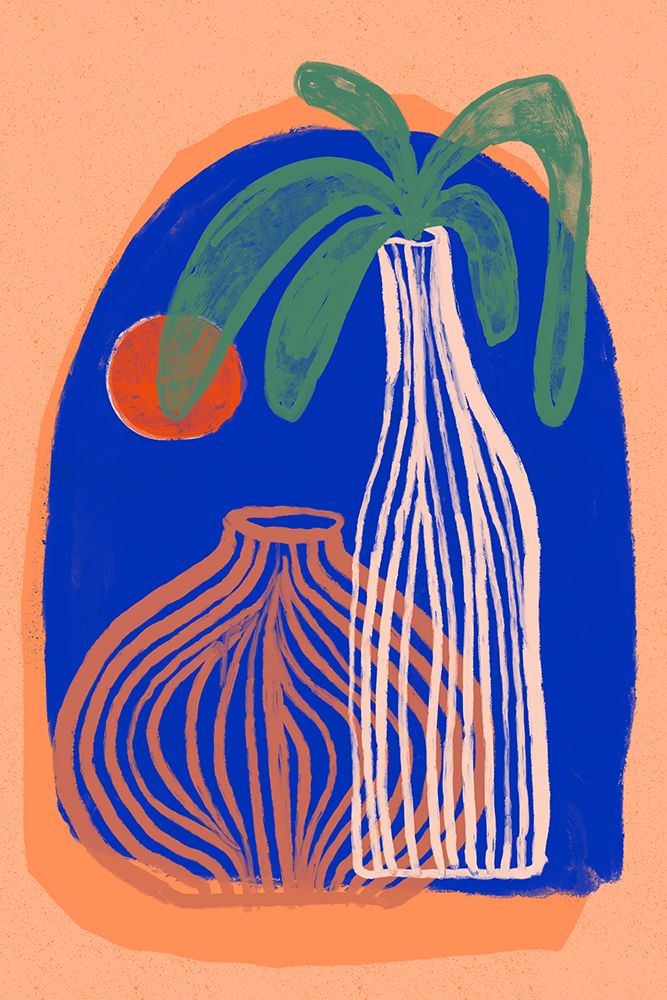 Sunset And Vases