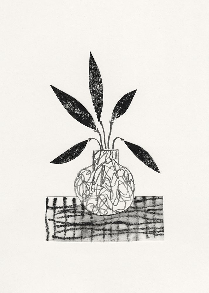 Still Life With a Vase and Five Leaves