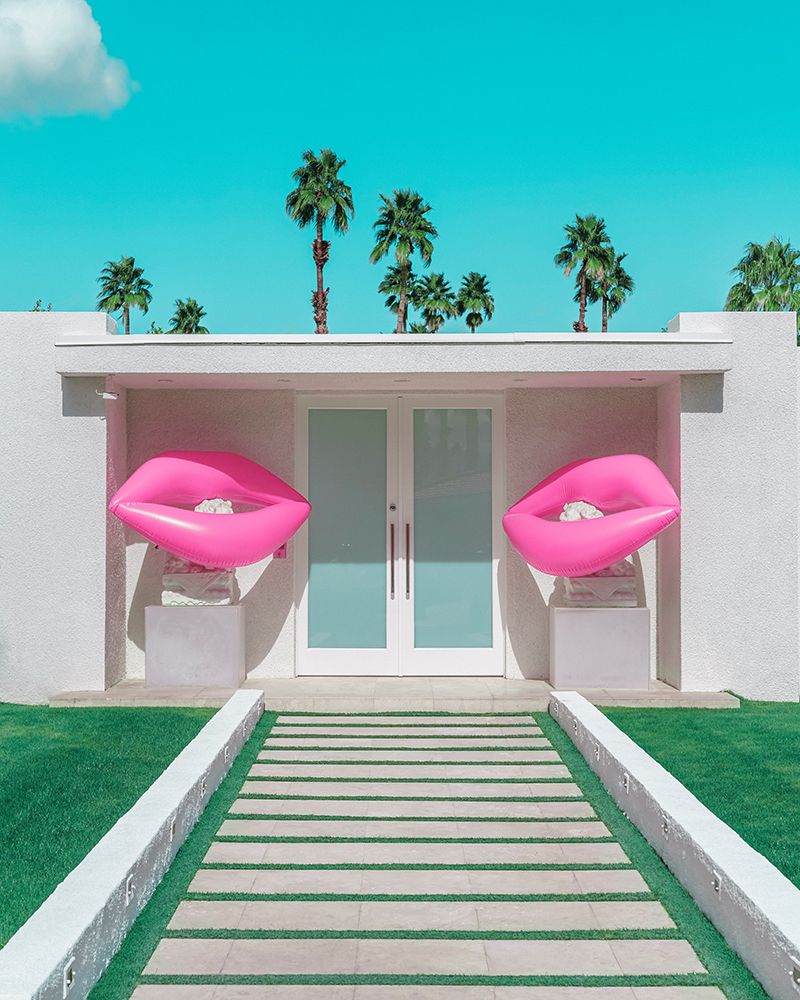 Mid-Century Modern House with Pink Lips