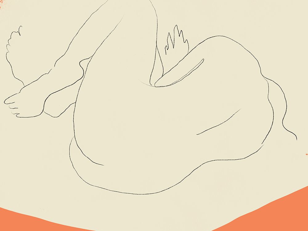 Sleeping nude drawing