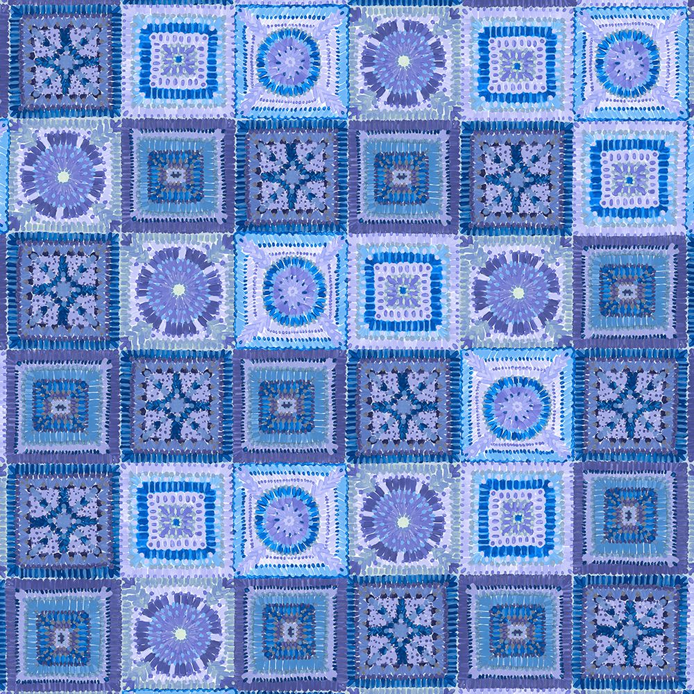 Granny squares blanket in blue