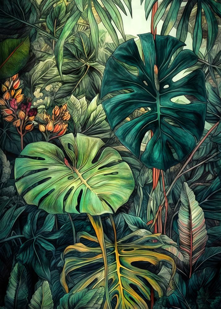 Flowers plant art monstera