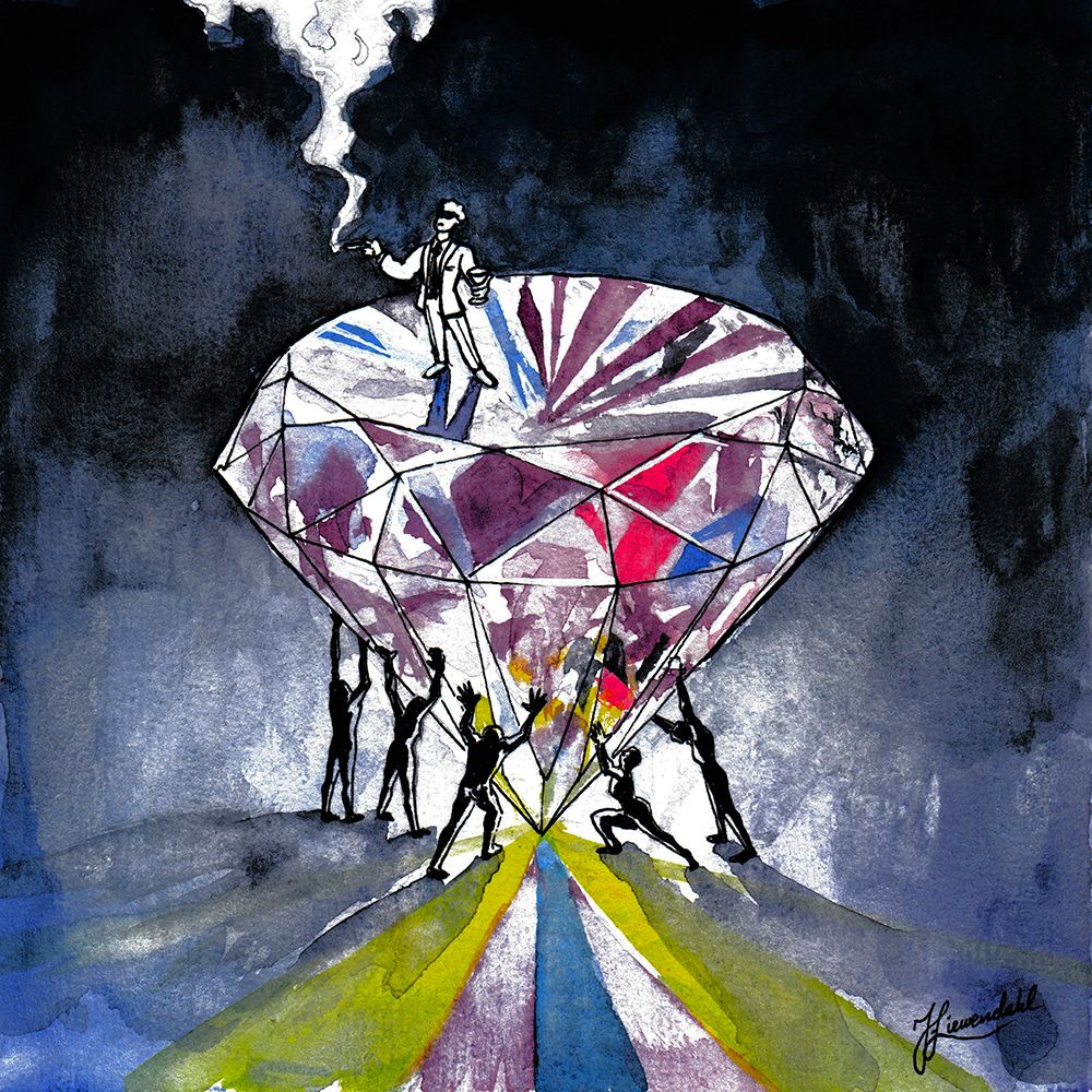 Fancy. Watercolor Ink Painting.